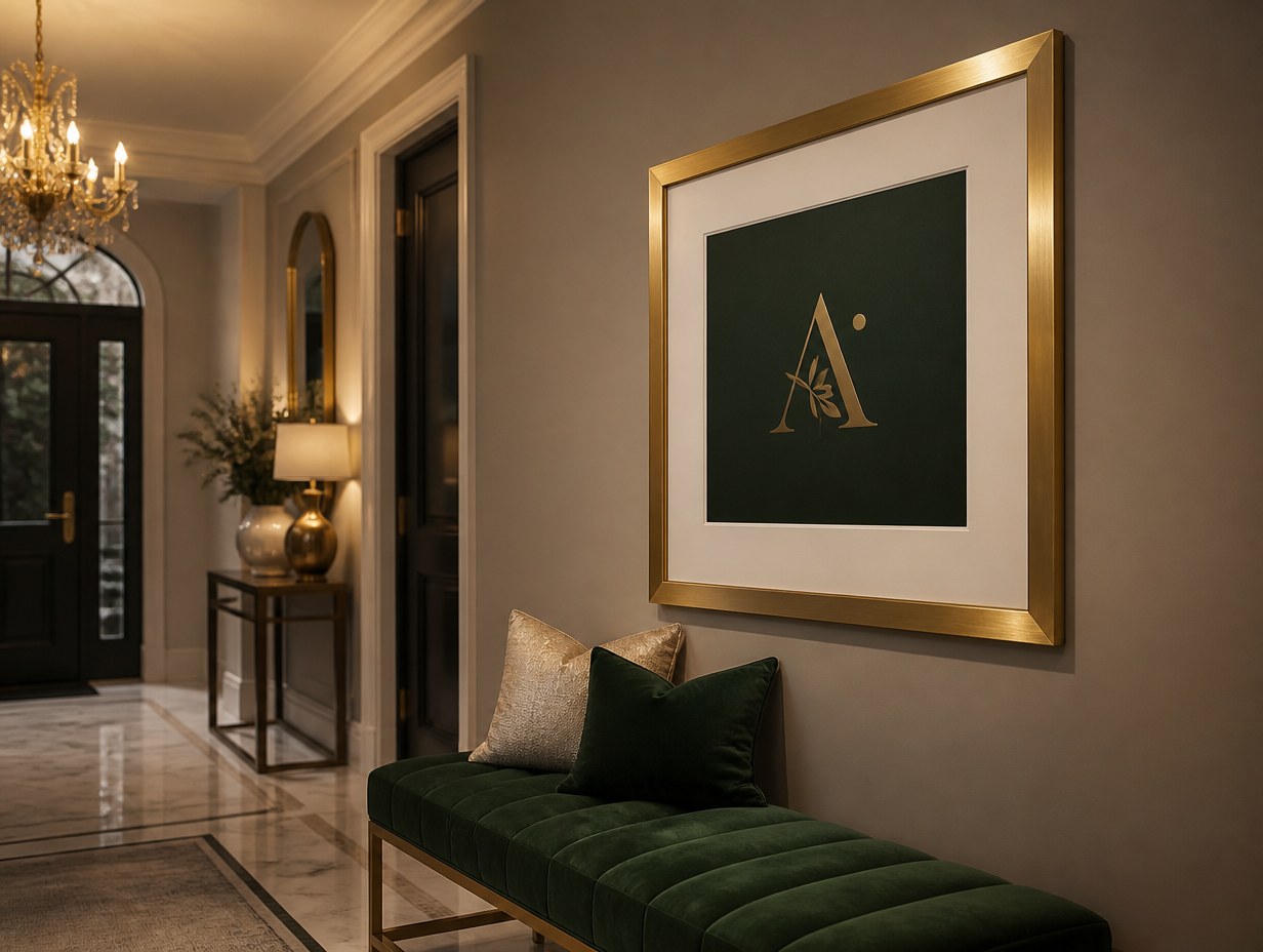 AI-generated metallic frame print mockup sample