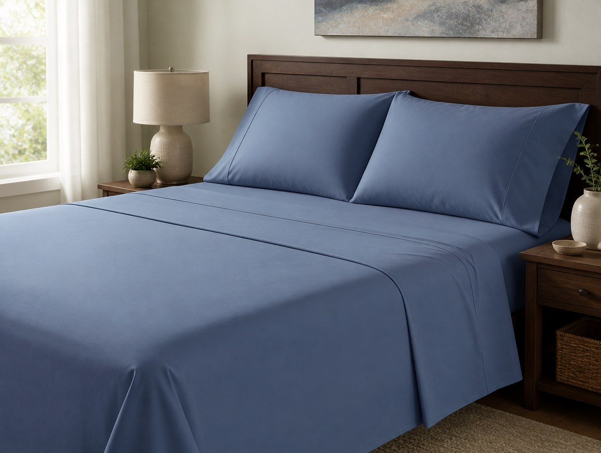 AI-generated microfiber sheet set mockup sample