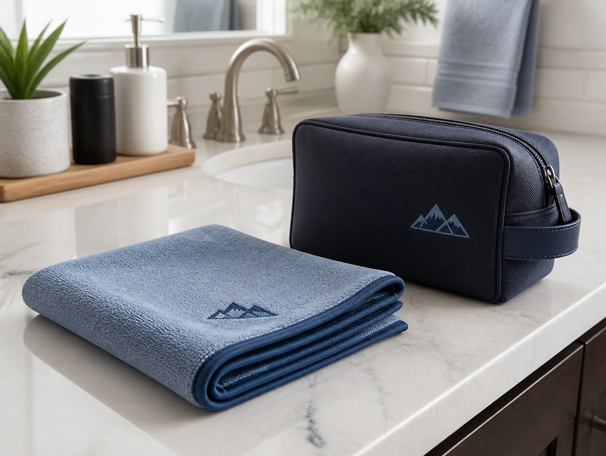AI-generated microfiber towel mockup sample
