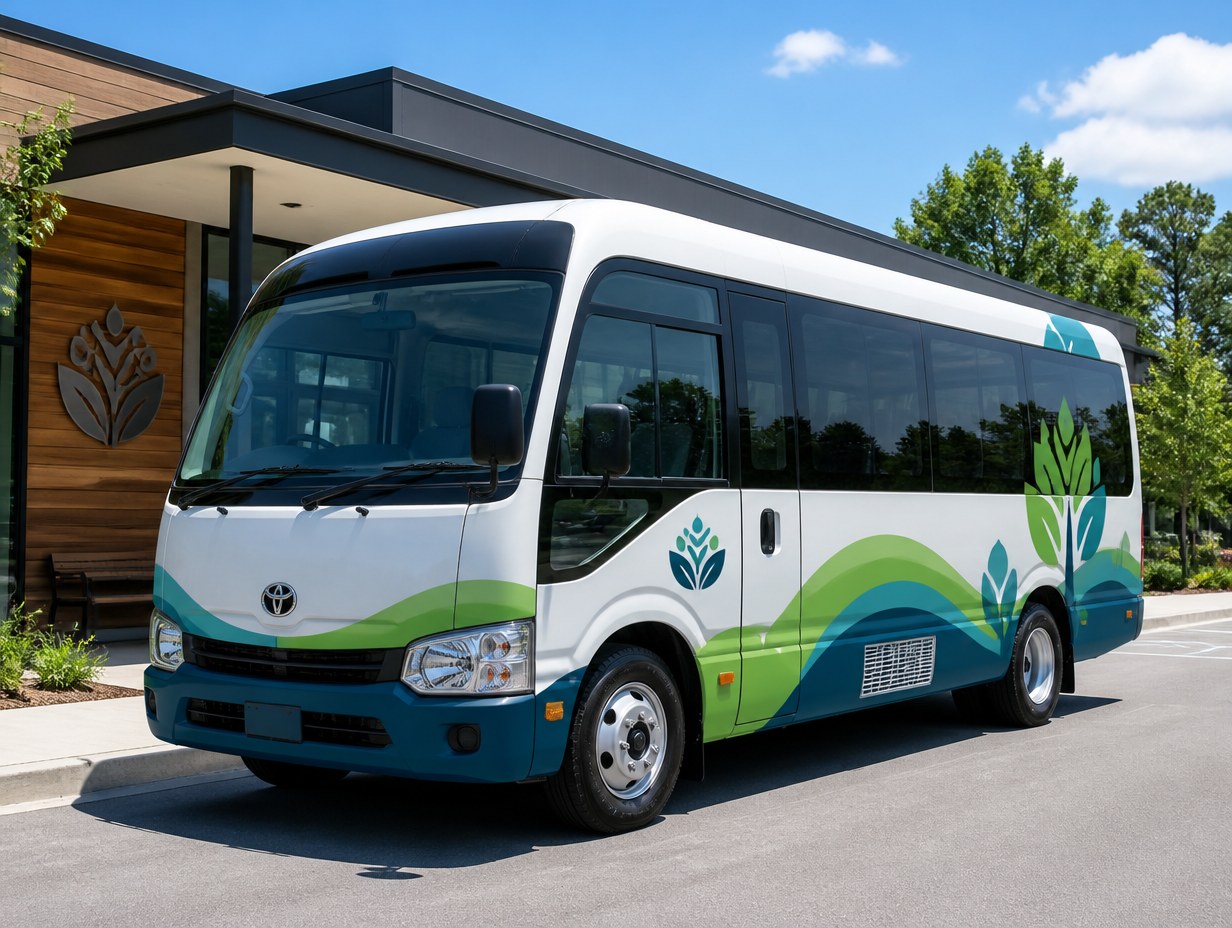 AI-generated mini bus wrap mockup sample