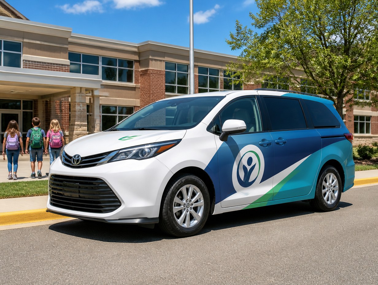 AI-generated minivan wrap mockup sample