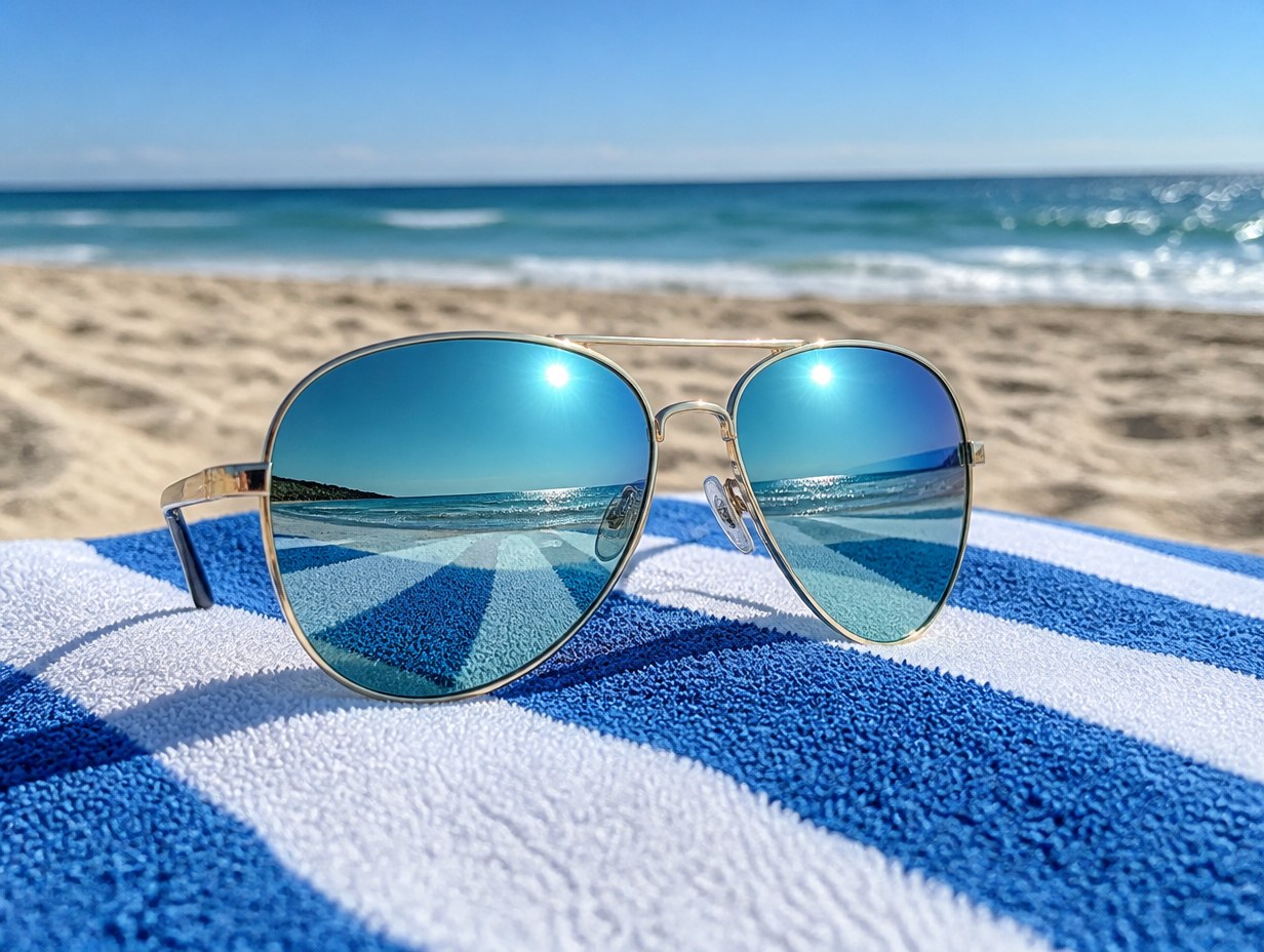 AI-generated mirrored sunglasses mockup sample