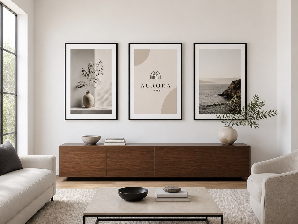 AI-generated modern gallery wall mockup sample