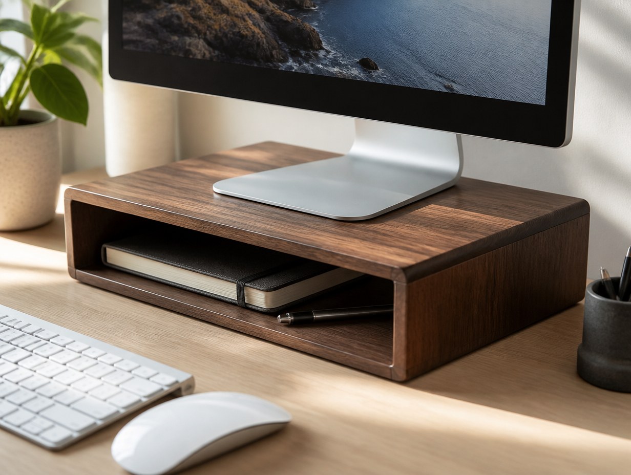 AI-generated monitor riser mockup sample
