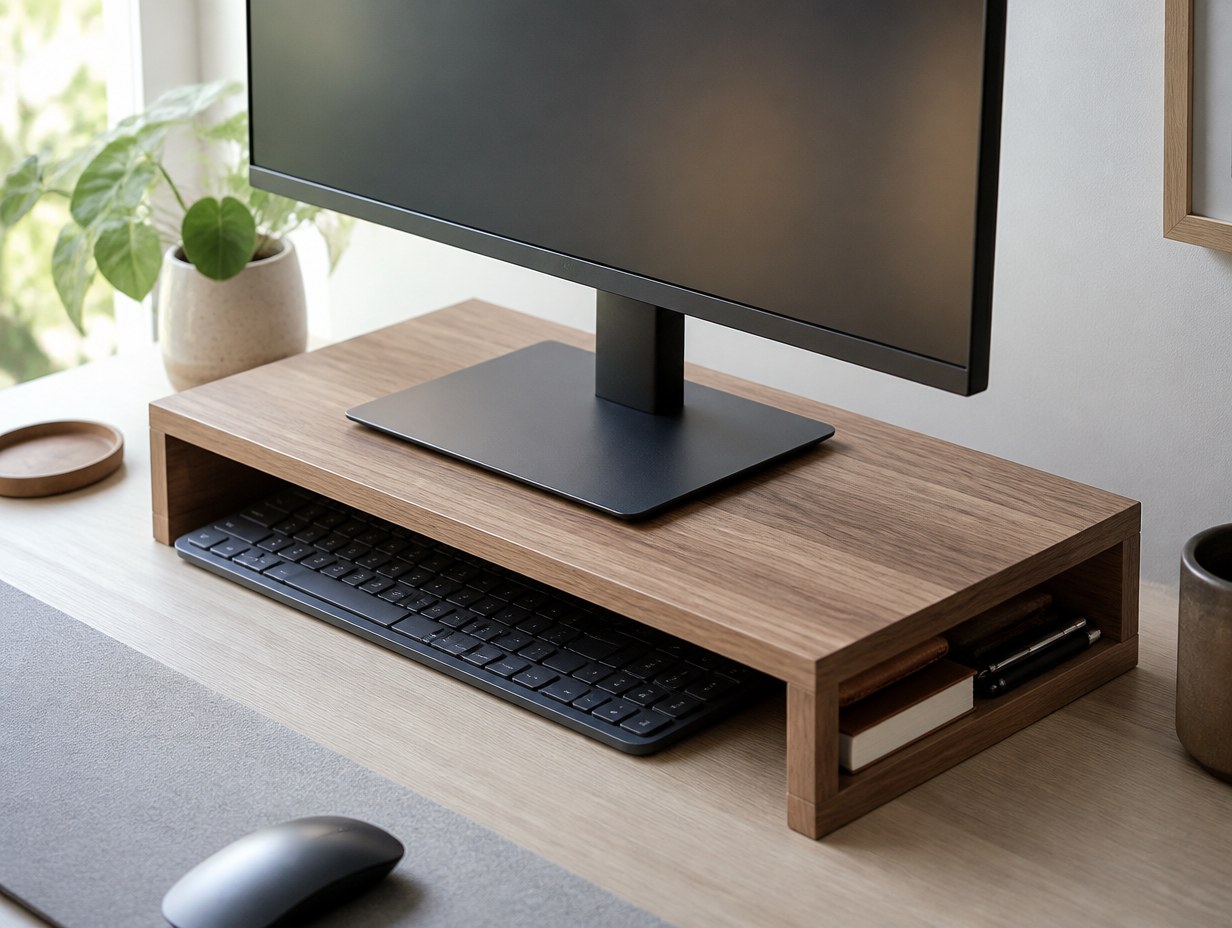 AI-generated monitor stand mockup sample