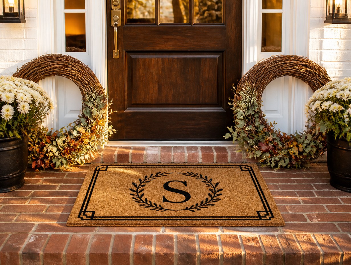 AI-generated monogram doormat mockup sample