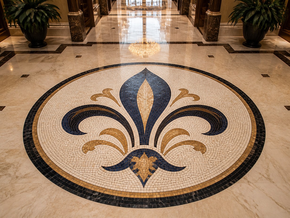 AI-generated mosaic tile logo mockup sample