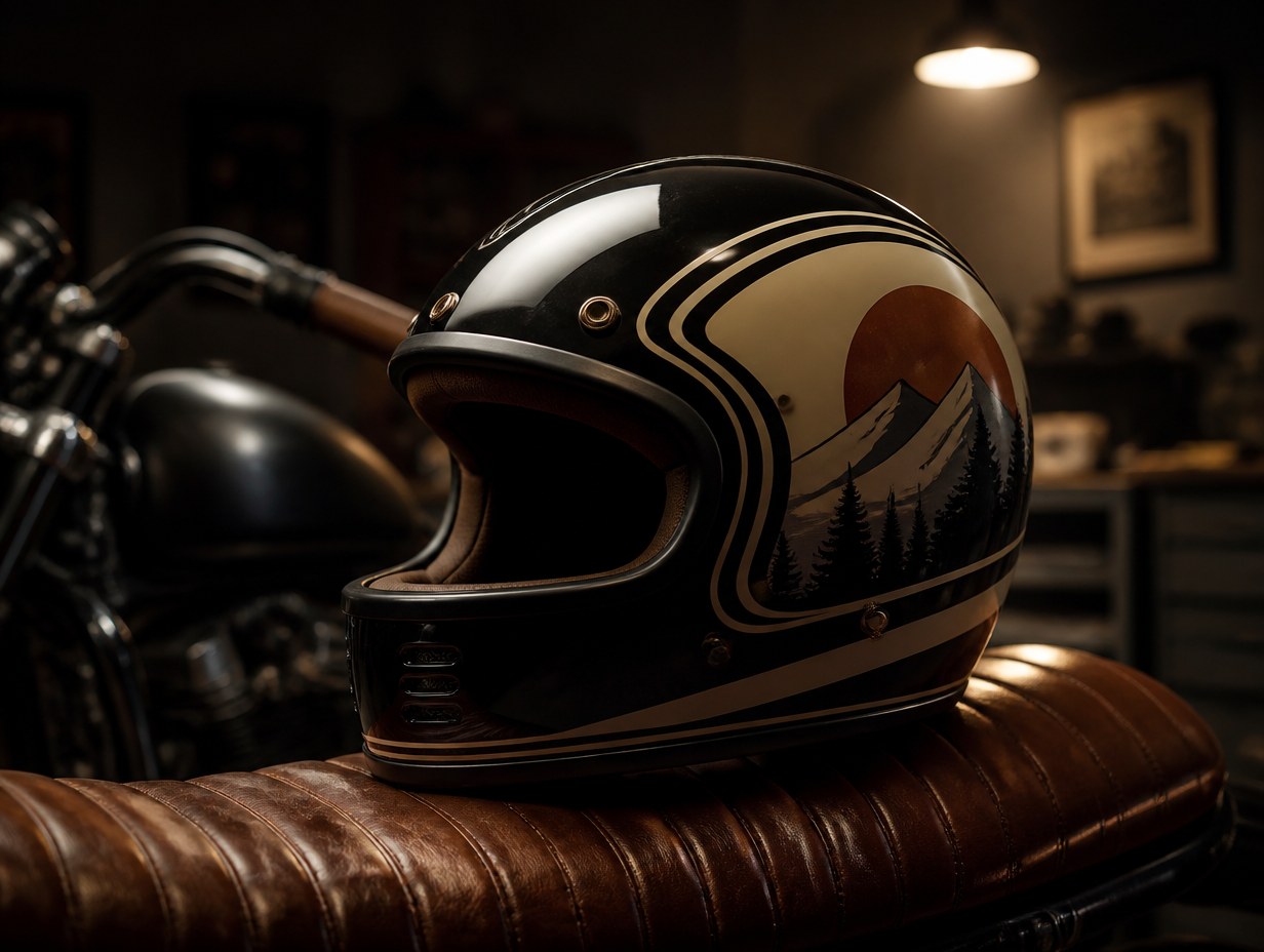 AI-generated motorcycle helmet mockup sample