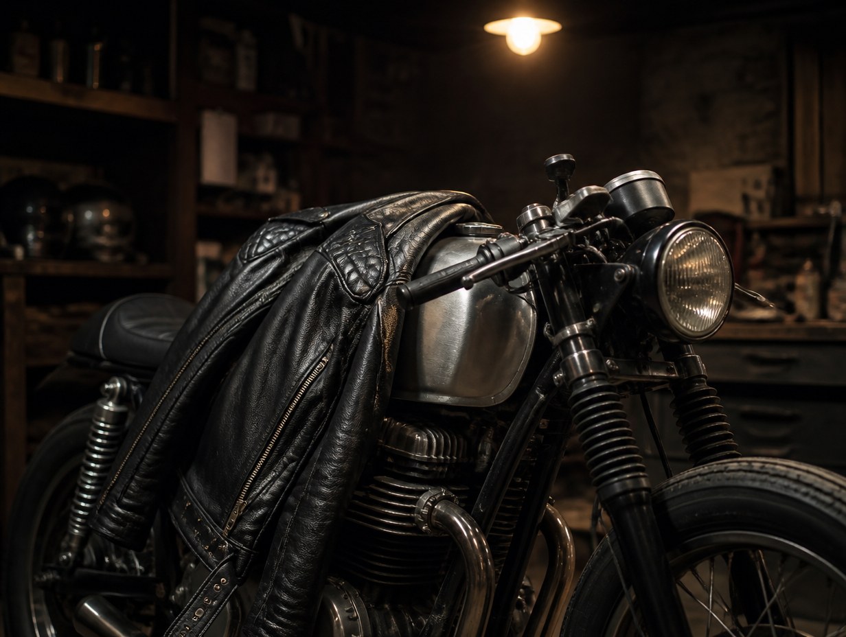 AI-generated motorcycle jacket mockup sample