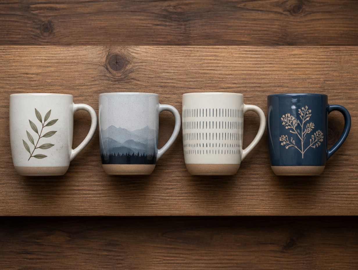 AI-generated mug set mockup sample