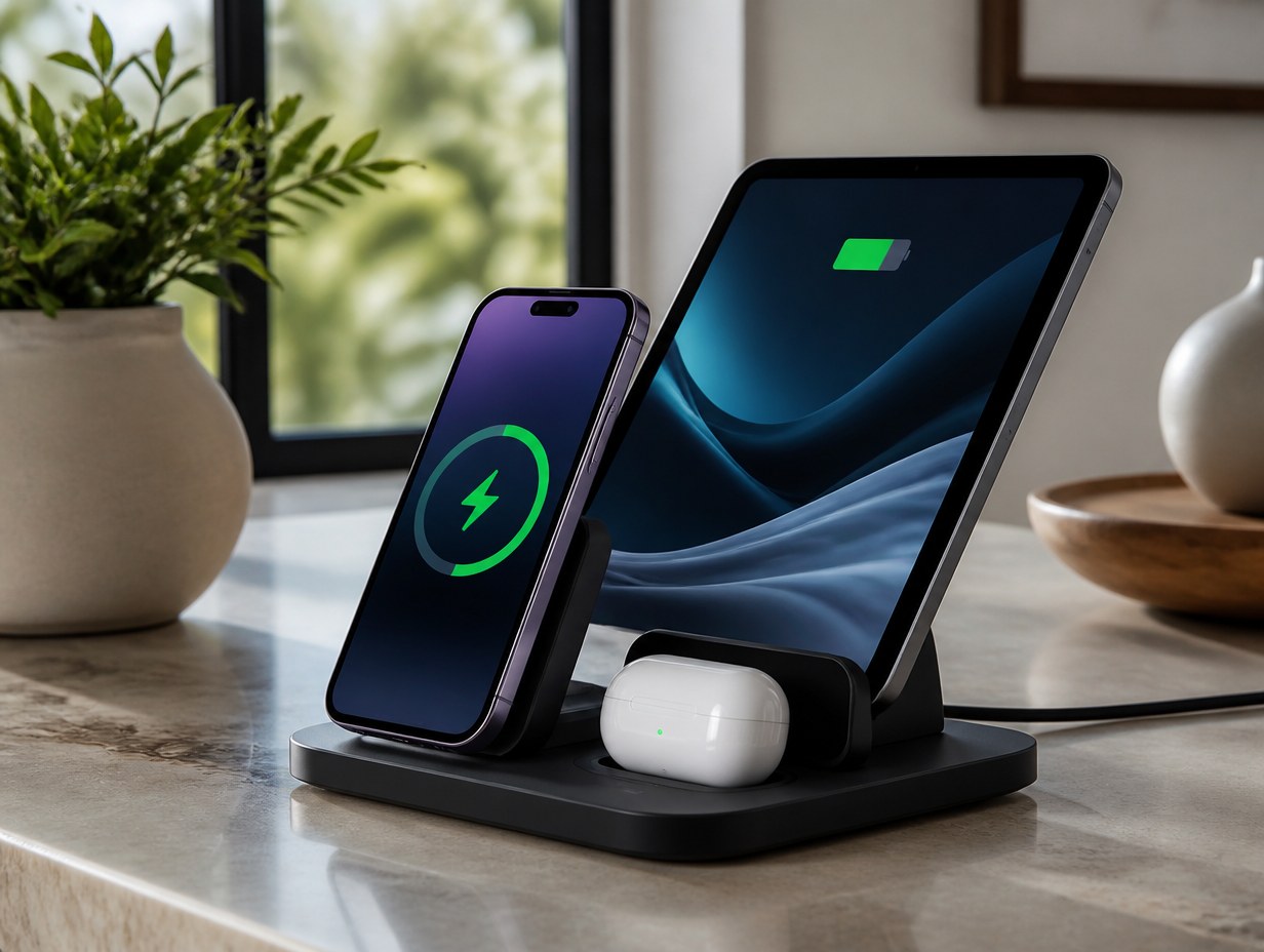 AI-generated multi-device charging station mockup sample