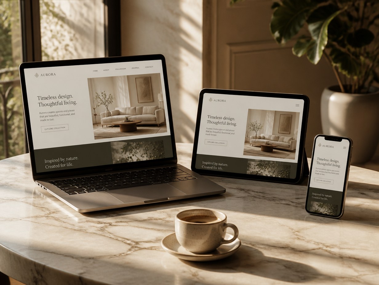 AI-generated multi-device website mockup sample