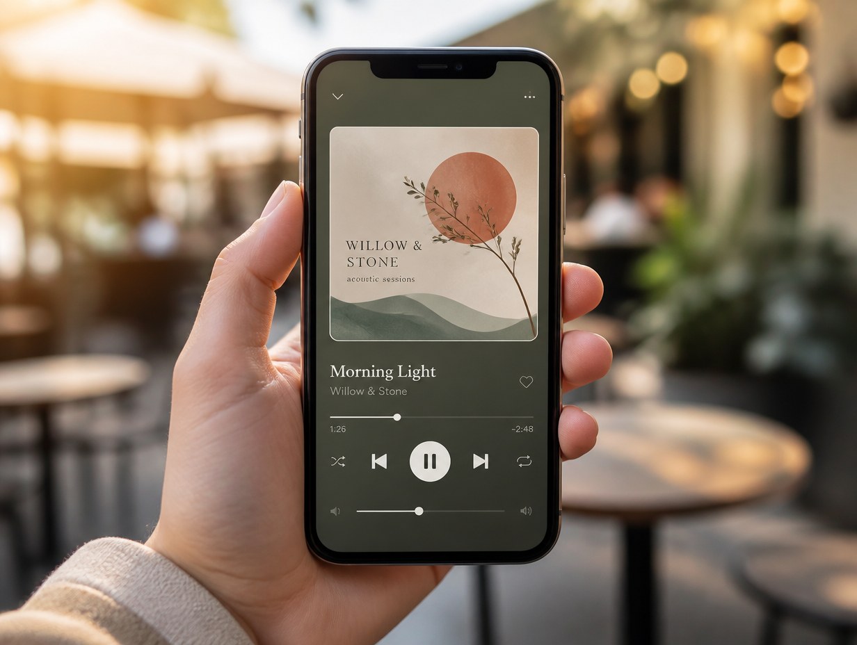 AI-generated music player mockup sample