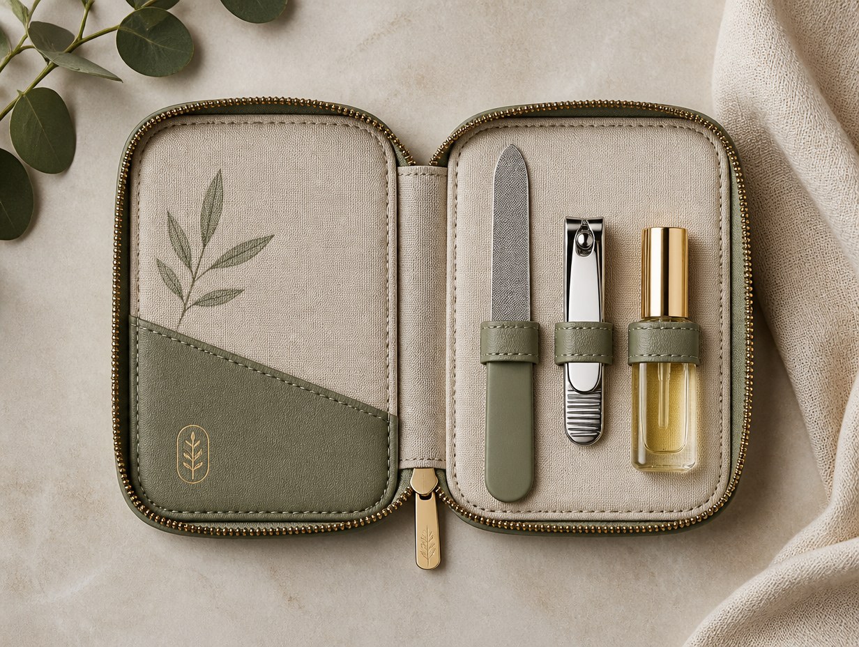 AI-generated nail care kit mockup sample