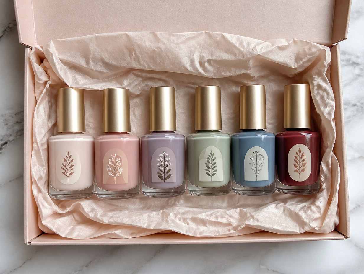 AI-generated nail polish set mockup sample