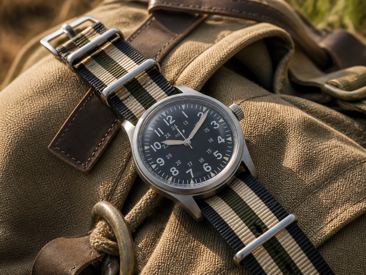 AI-generated nato watch strap mockup sample