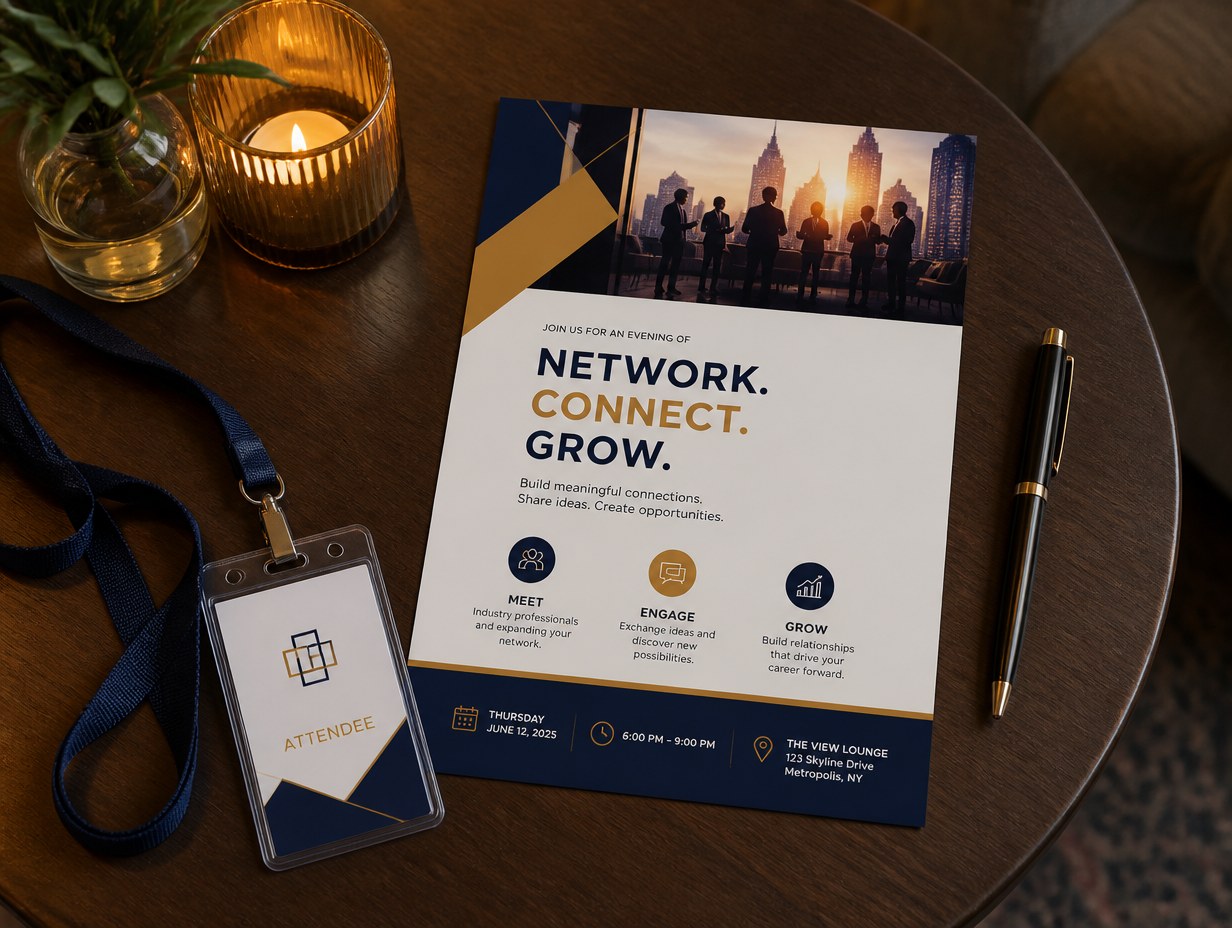 AI-generated networking event flyer mockup sample