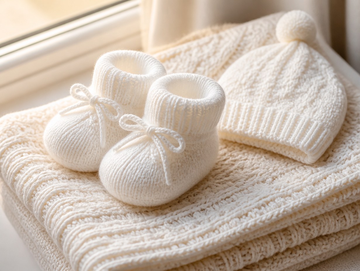 AI-generated newborn booties mockup sample
