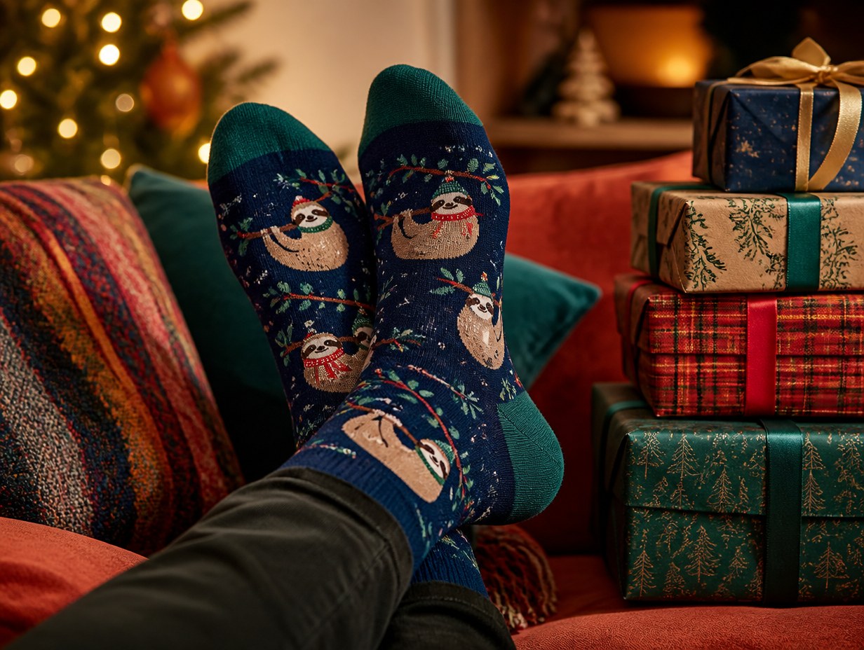 AI-generated novelty socks mockup sample