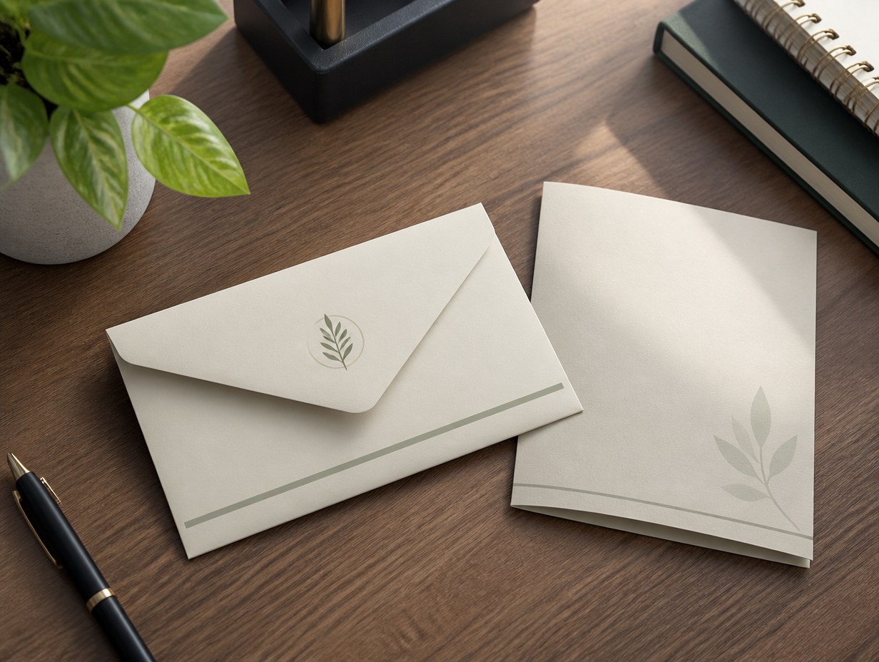 AI-generated number 10 envelope mockup sample