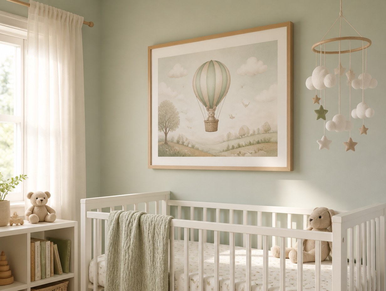 AI-generated nursery print mockup sample