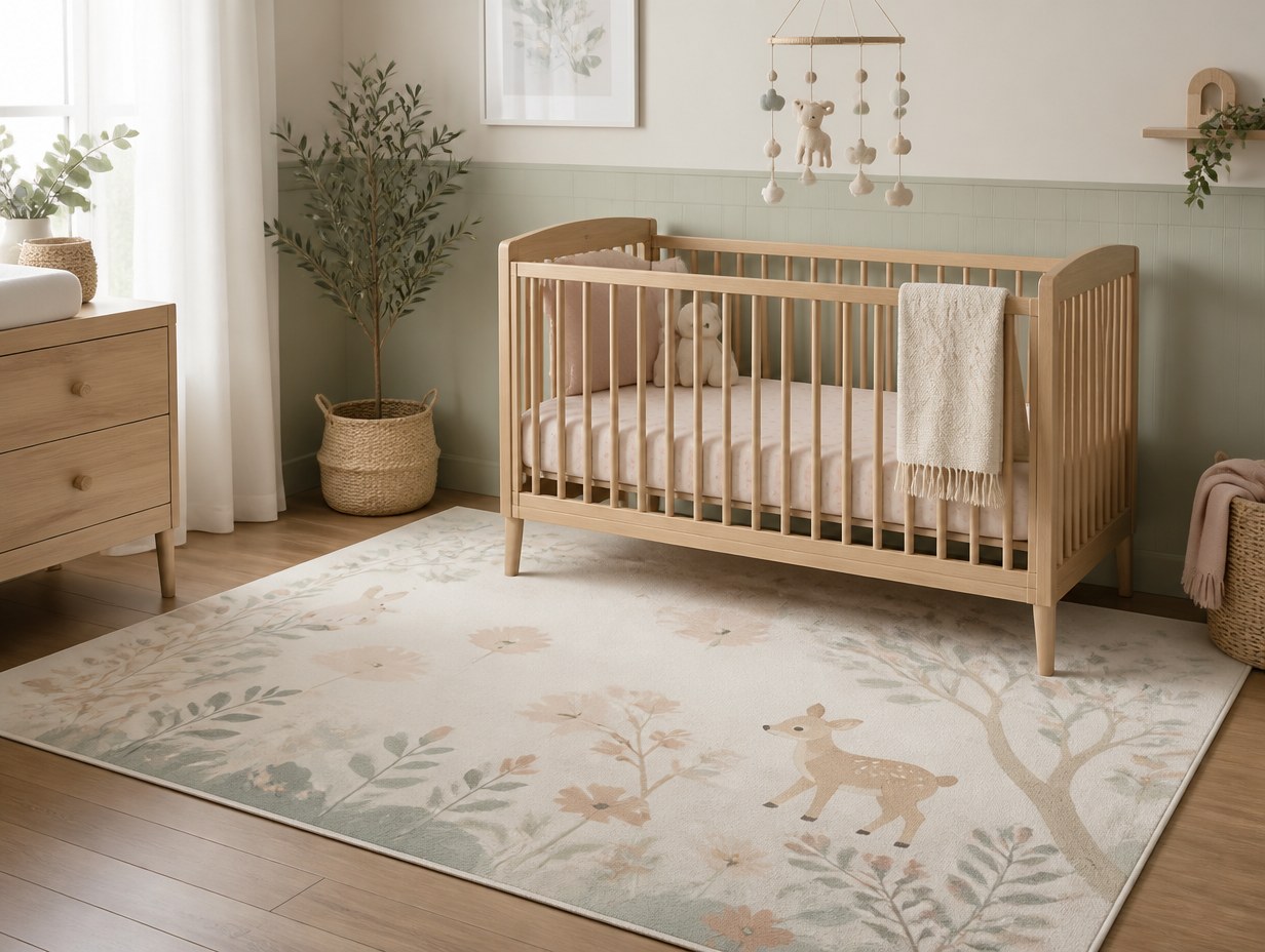 AI-generated nursery rug mockup sample