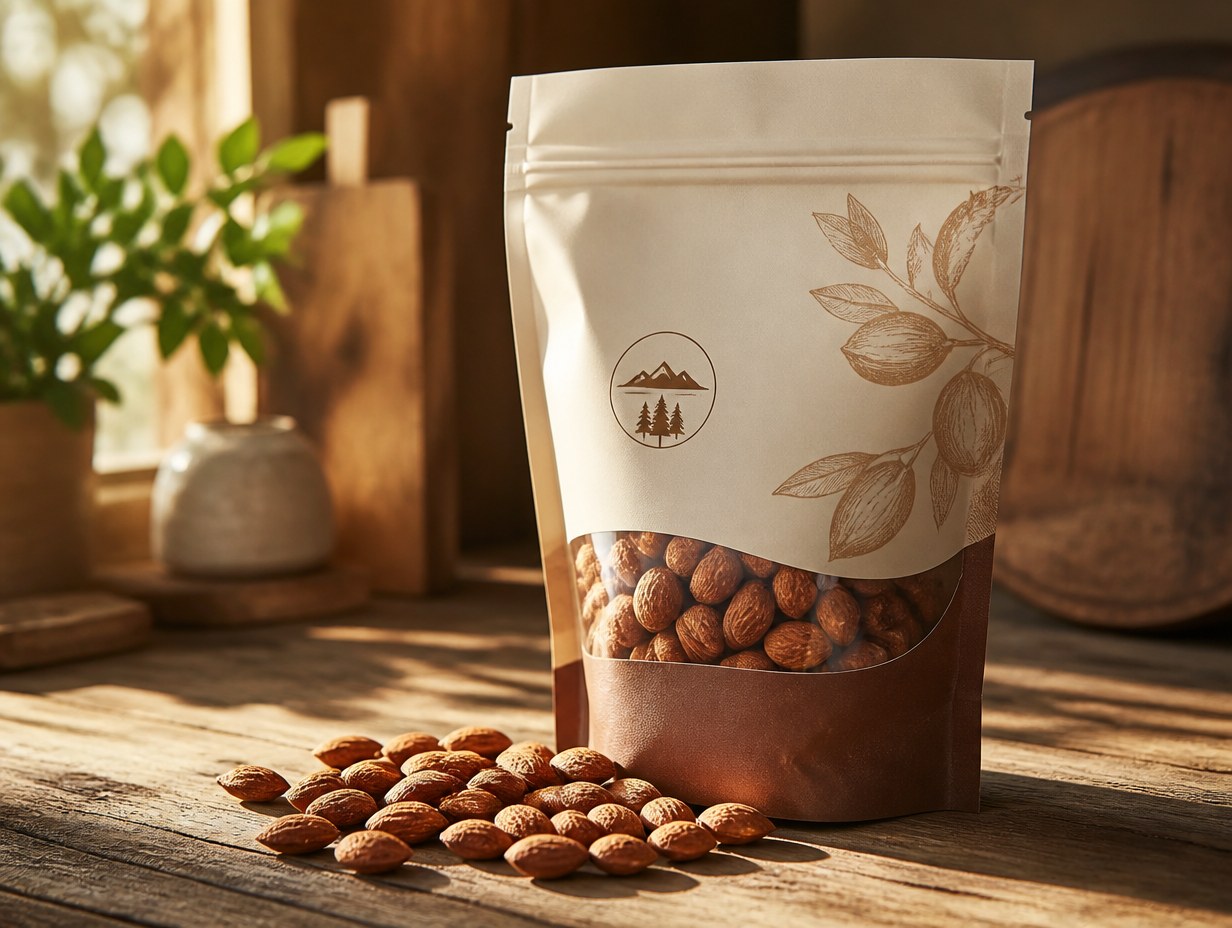 AI-generated nut bag mockup sample