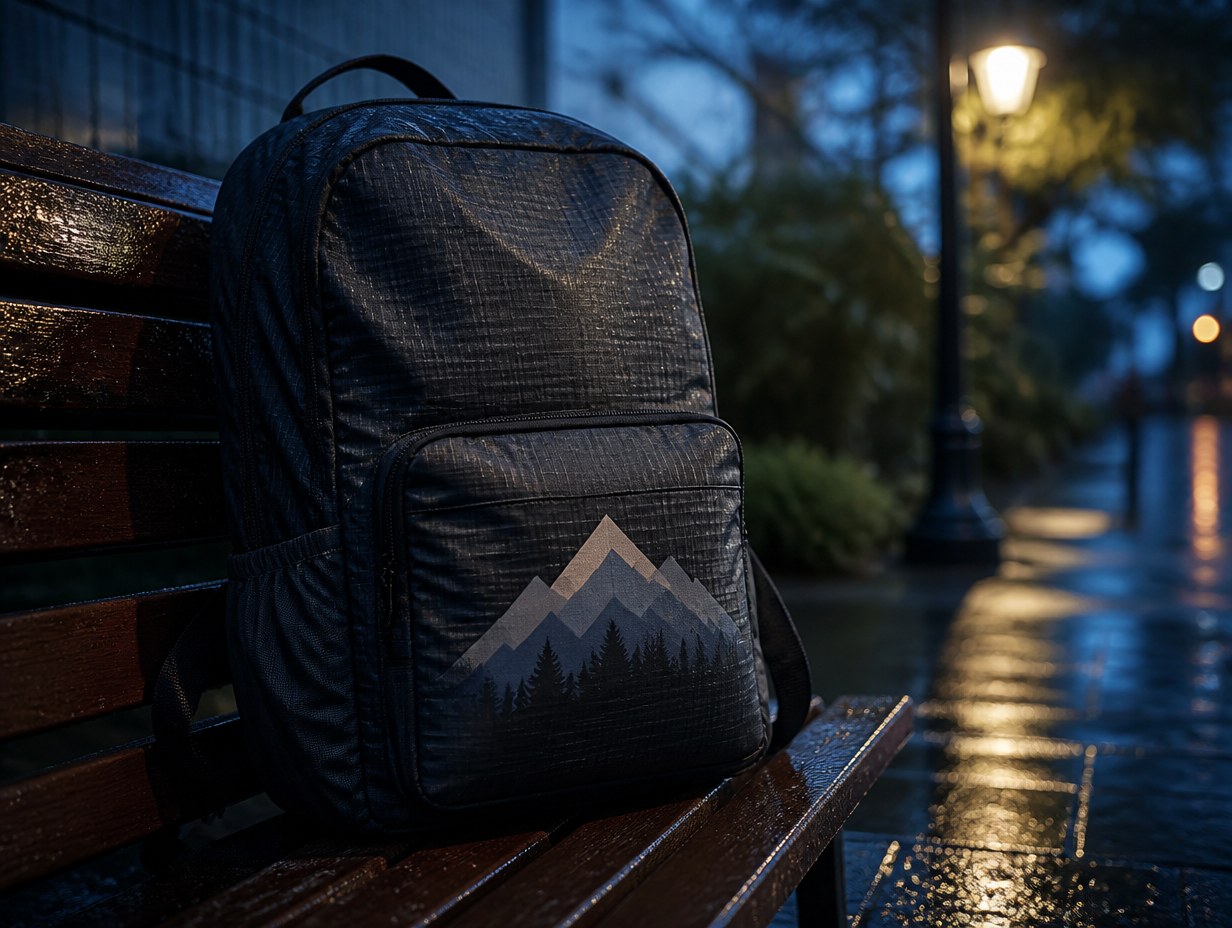 AI-generated nylon backpack mockup sample