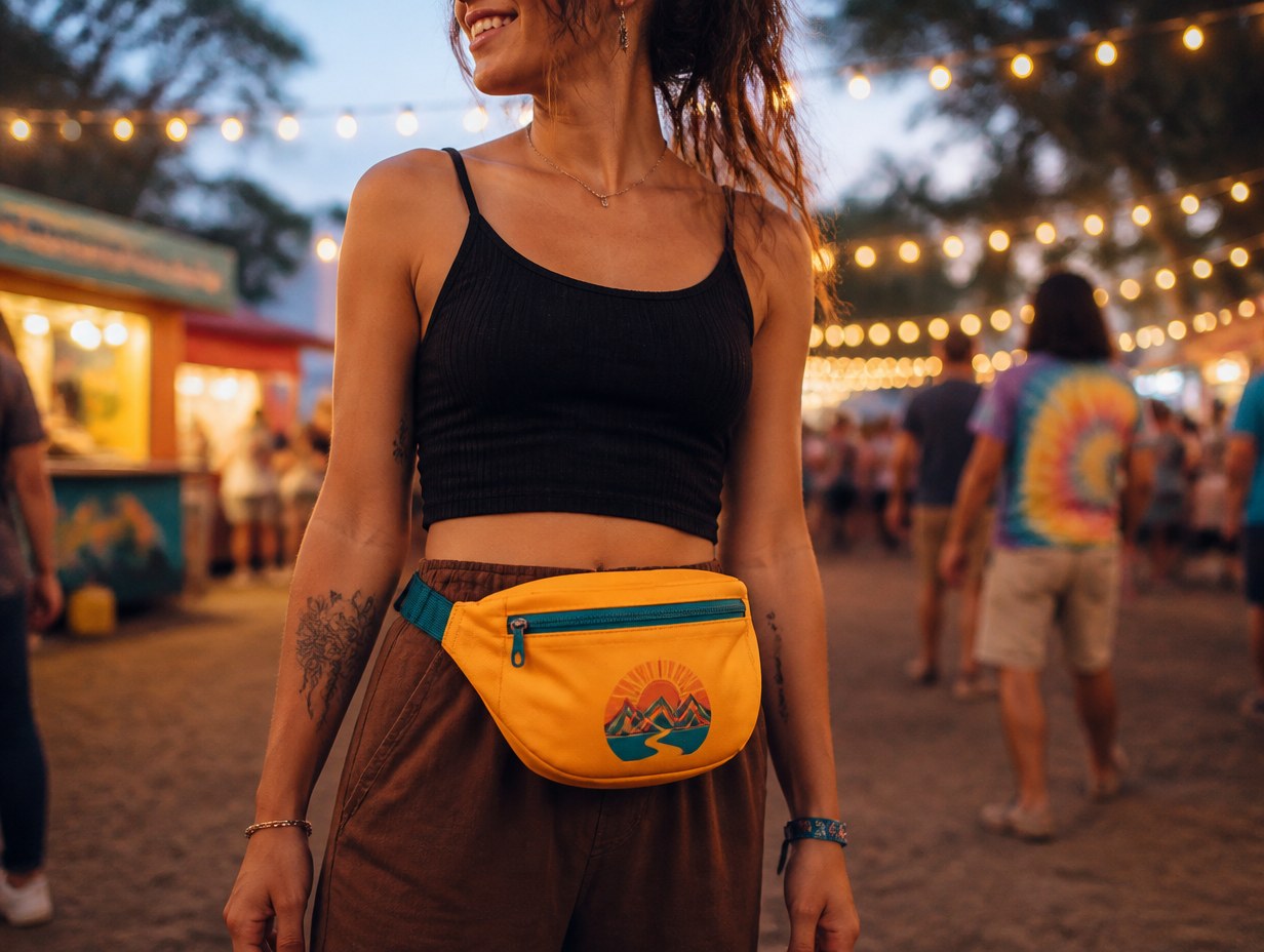 AI-generated nylon fanny pack mockup sample