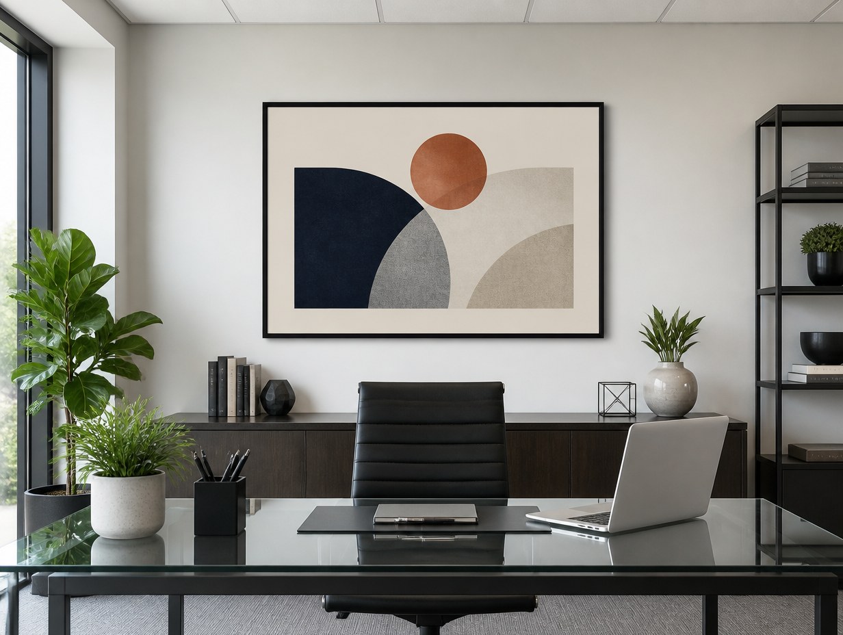 AI-generated office wall art mockup sample