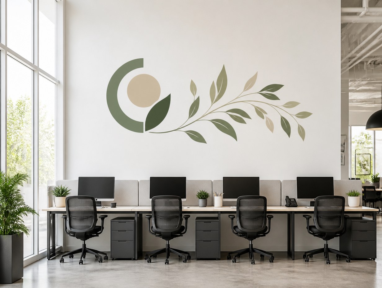 AI-generated office wall decal mockup sample