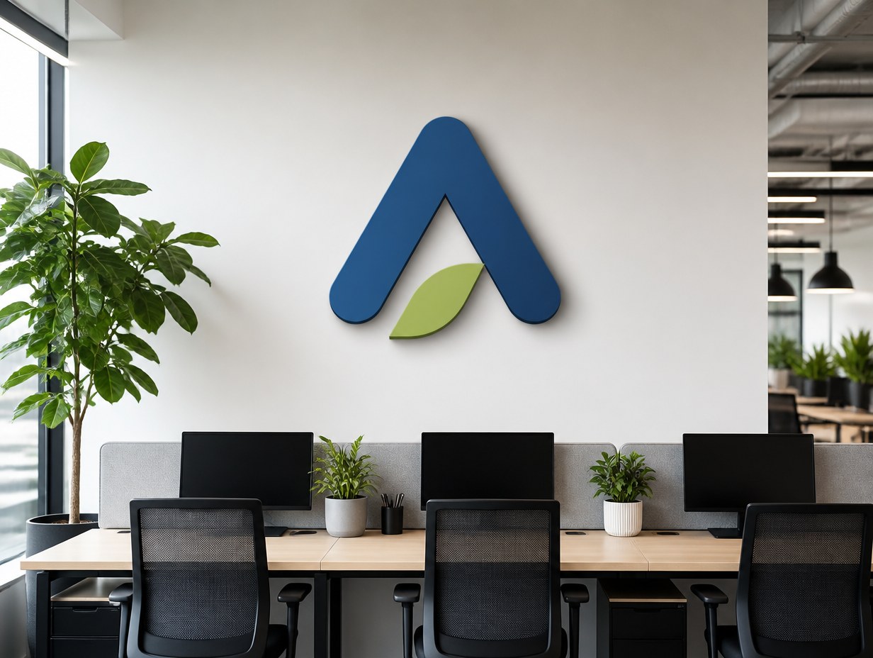AI-generated office wall sign mockup sample