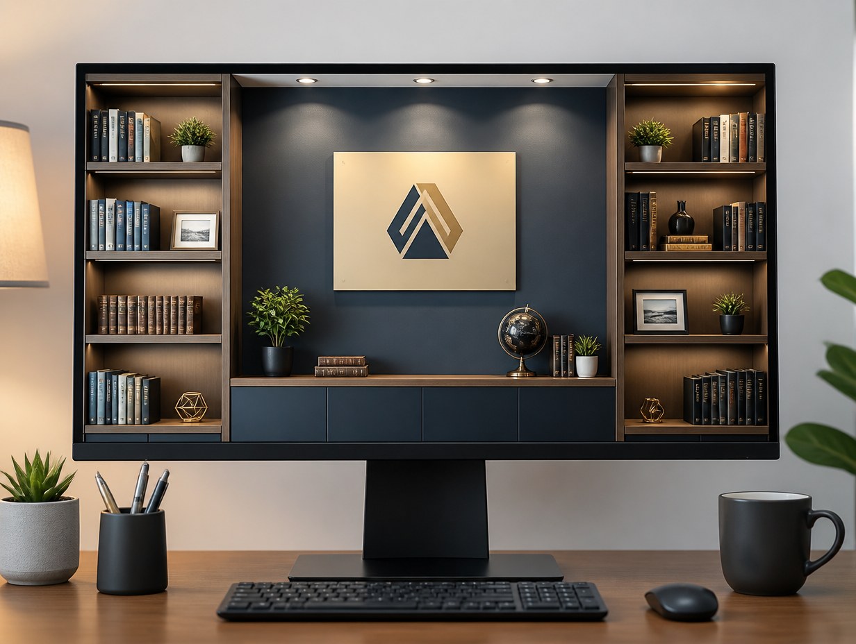 AI-generated office zoom background mockup sample