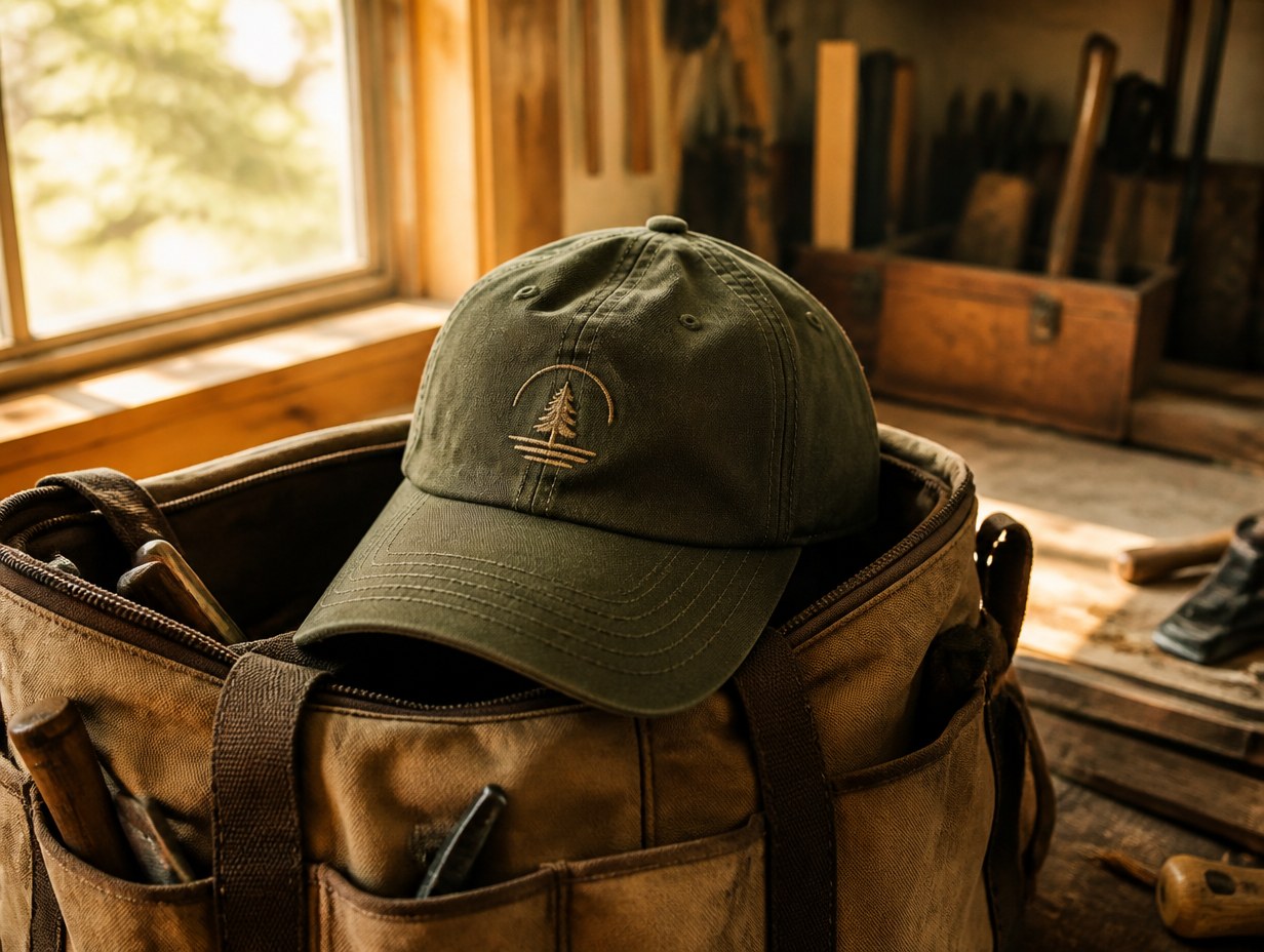 AI-generated olive cap mockup sample