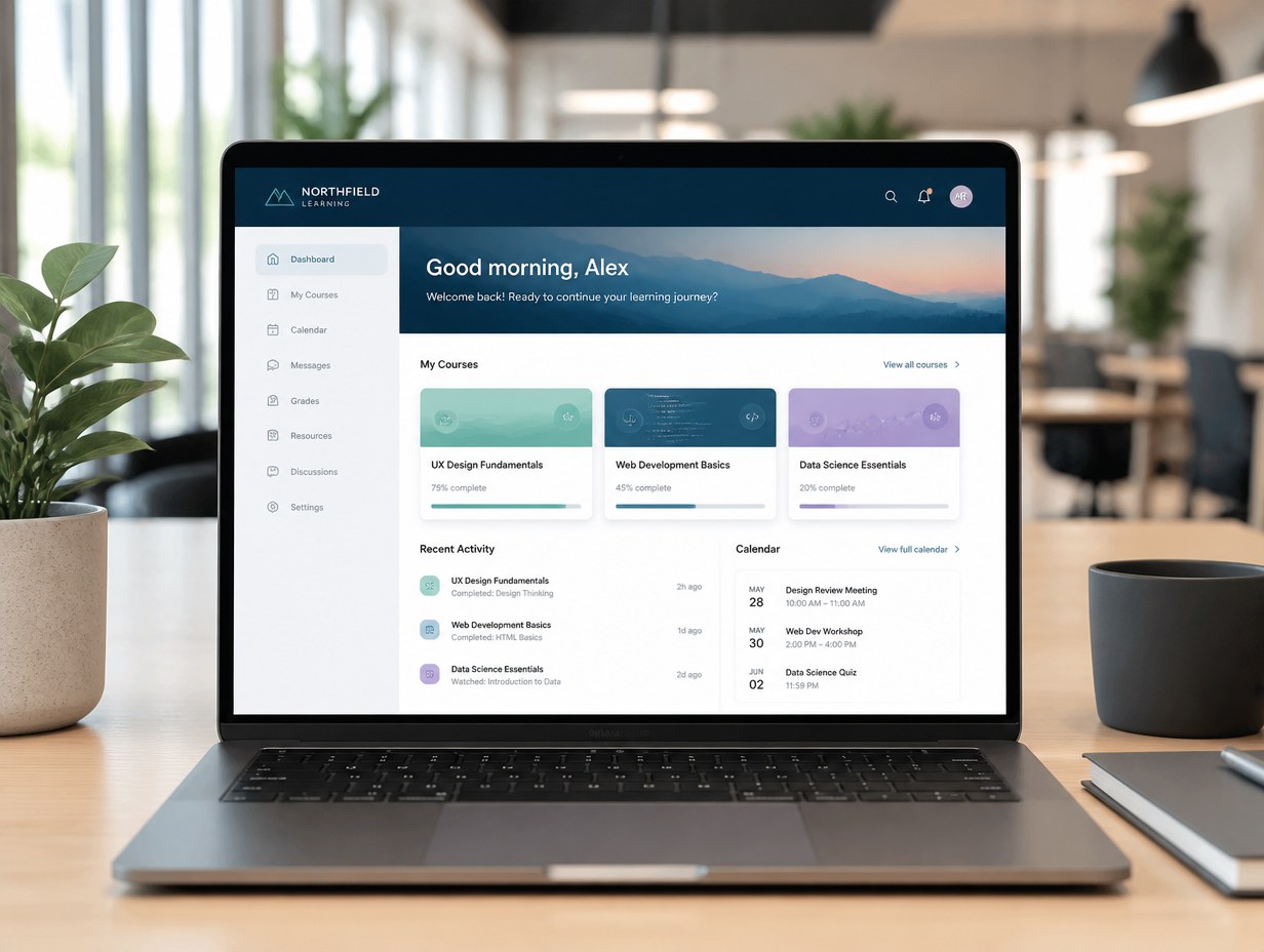 AI-generated online course dashboard mockup sample