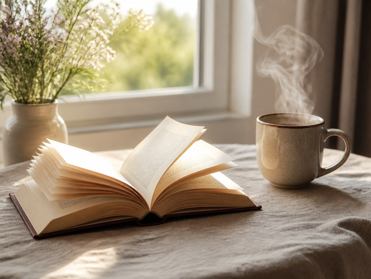 AI-generated open book mockup sample