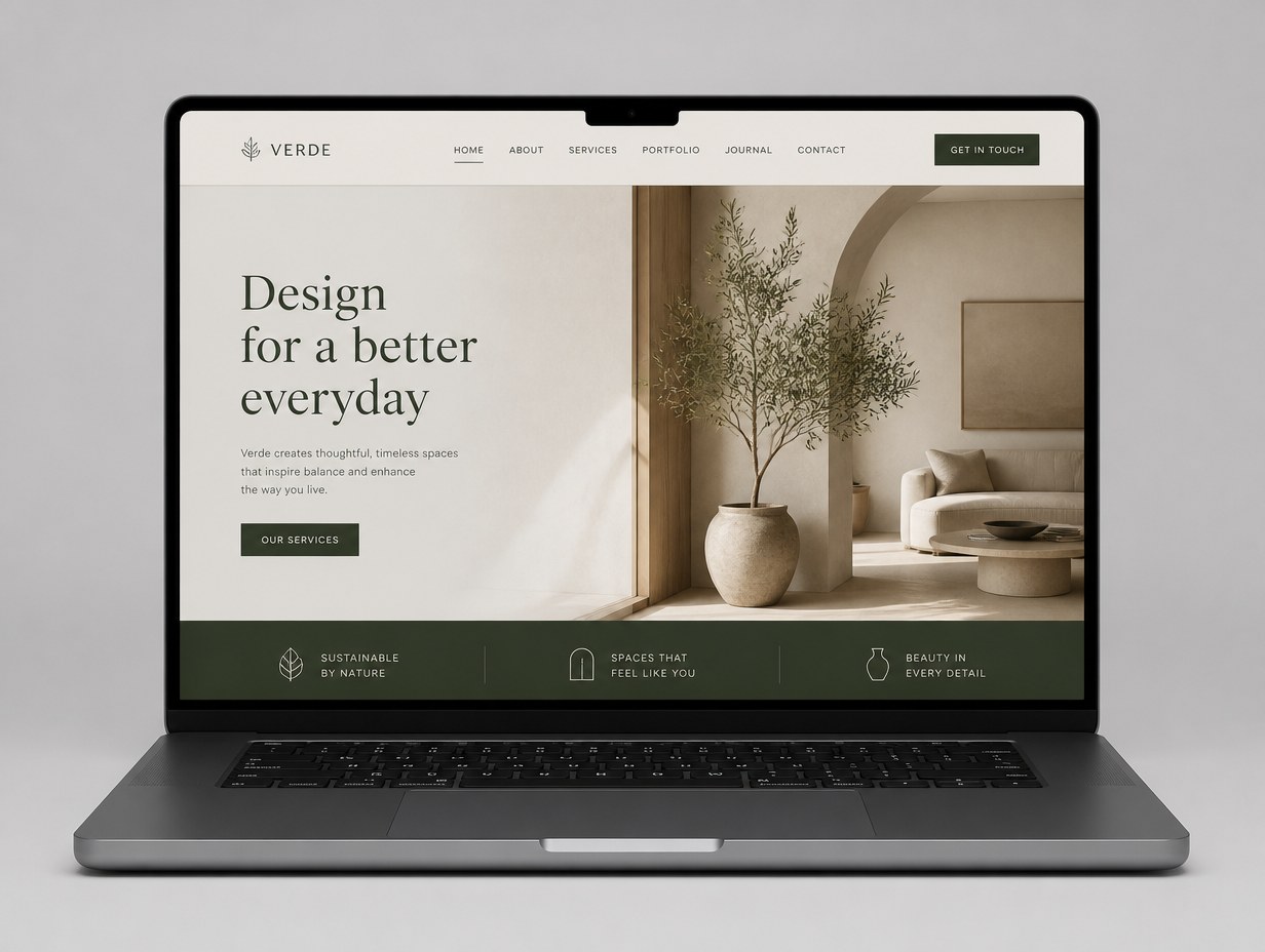 AI-generated open laptop mockup sample