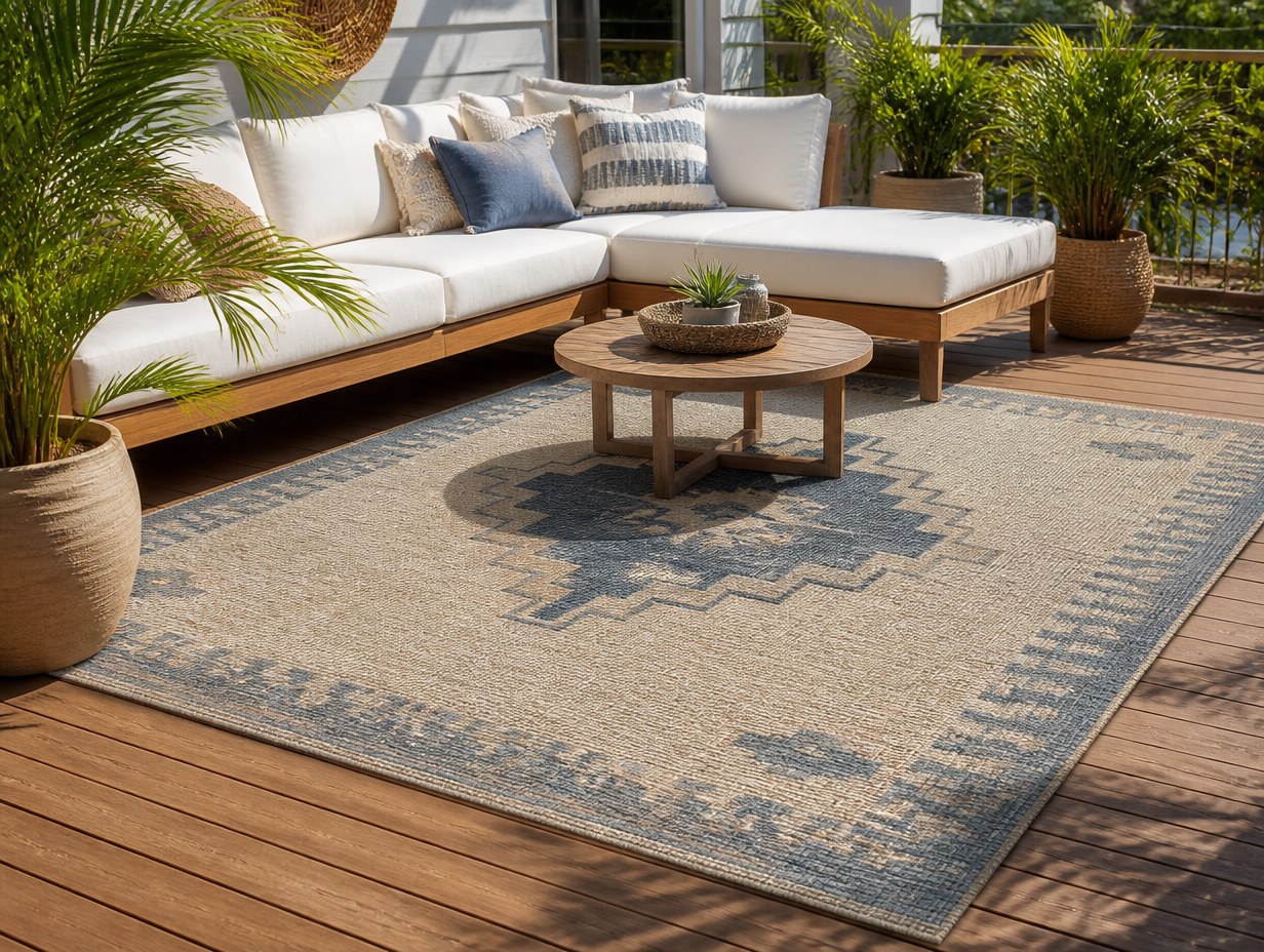 AI-generated outdoor rug mockup sample