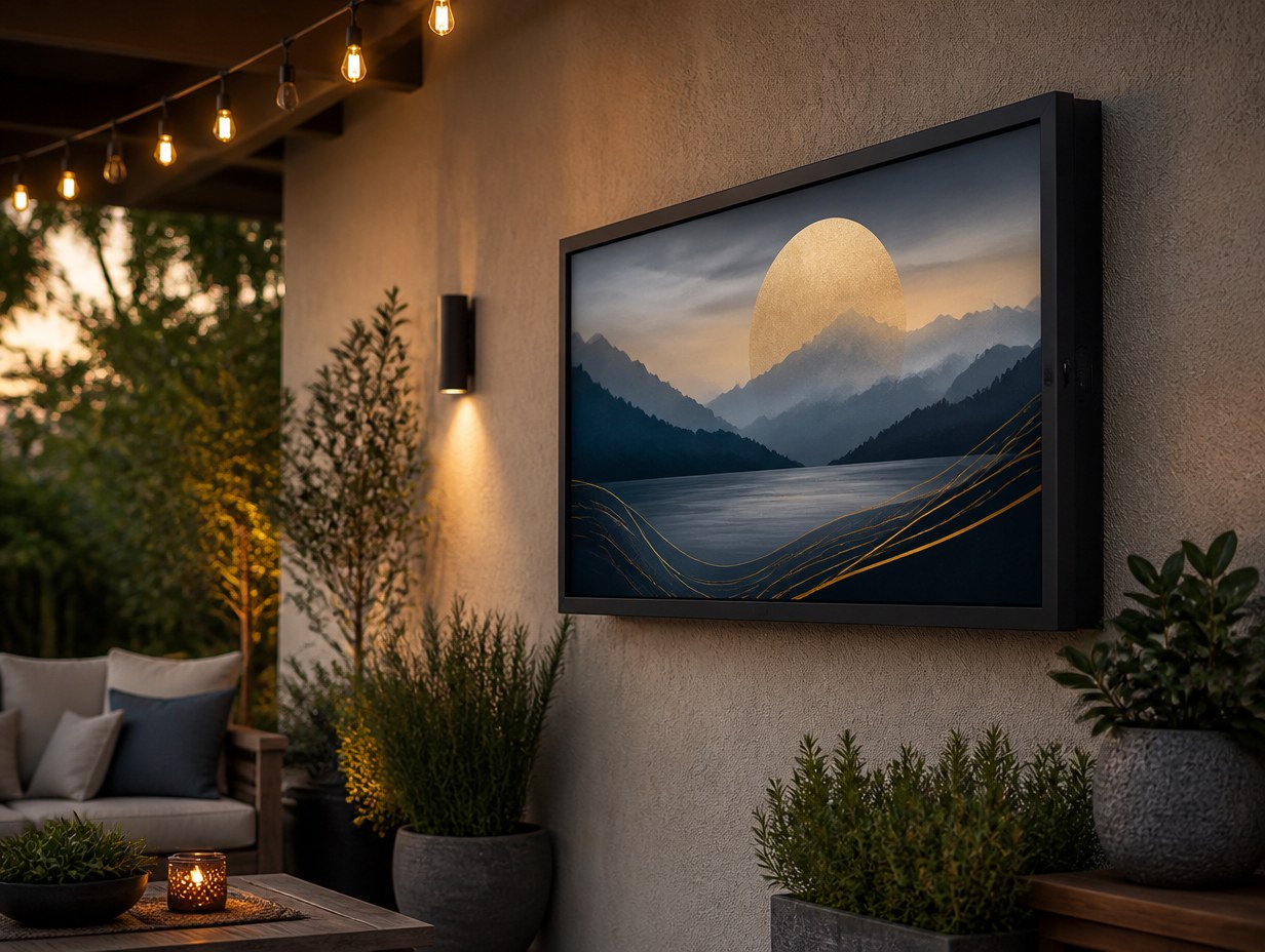 AI-generated outdoor tv mockup sample
