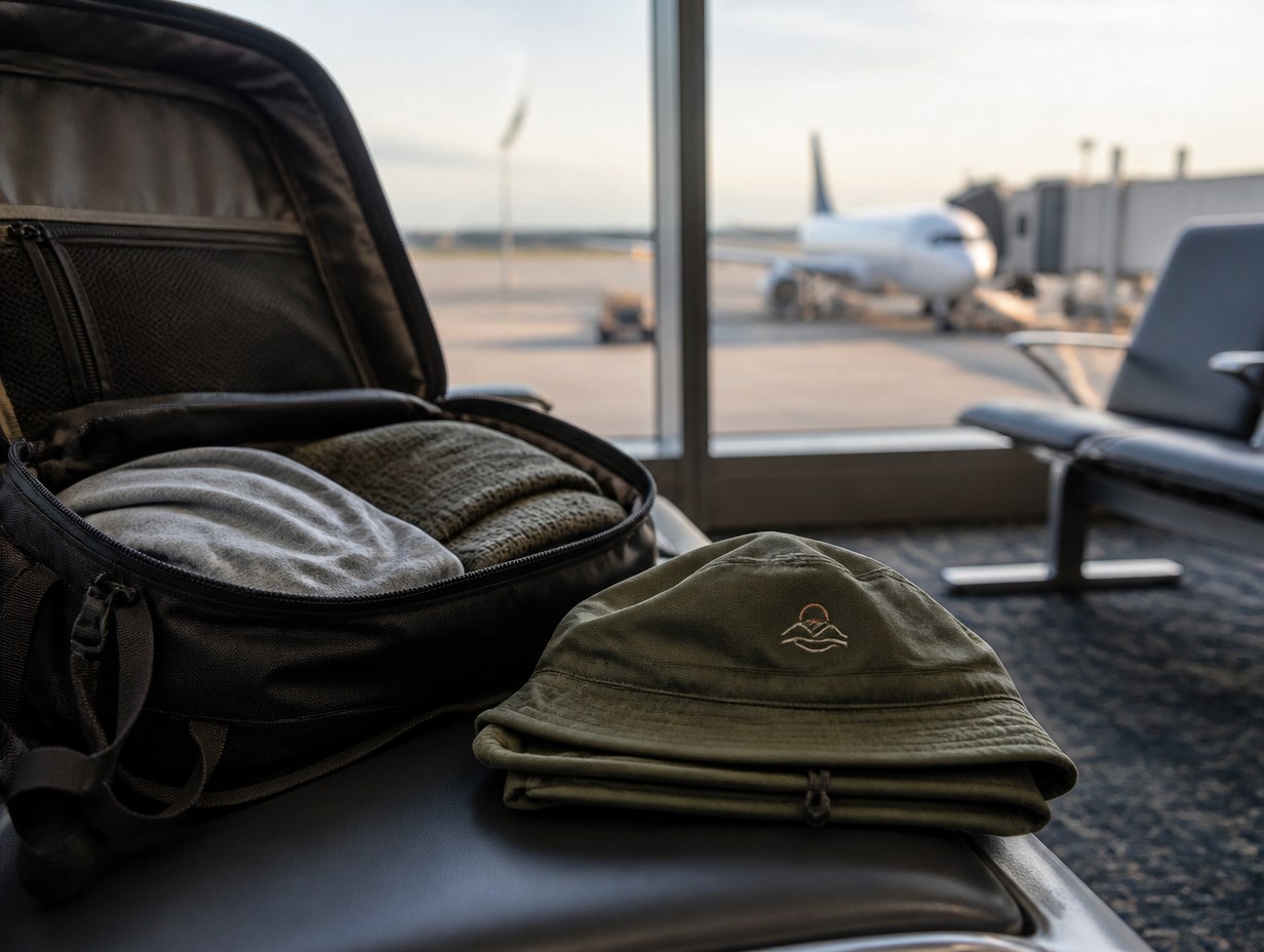 AI-generated packable bucket hat mockup sample