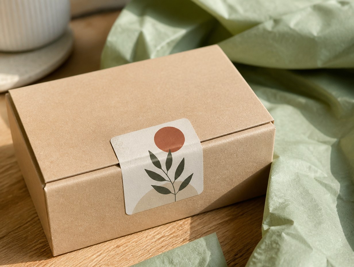 AI-generated packaging insert sticker mockup sample