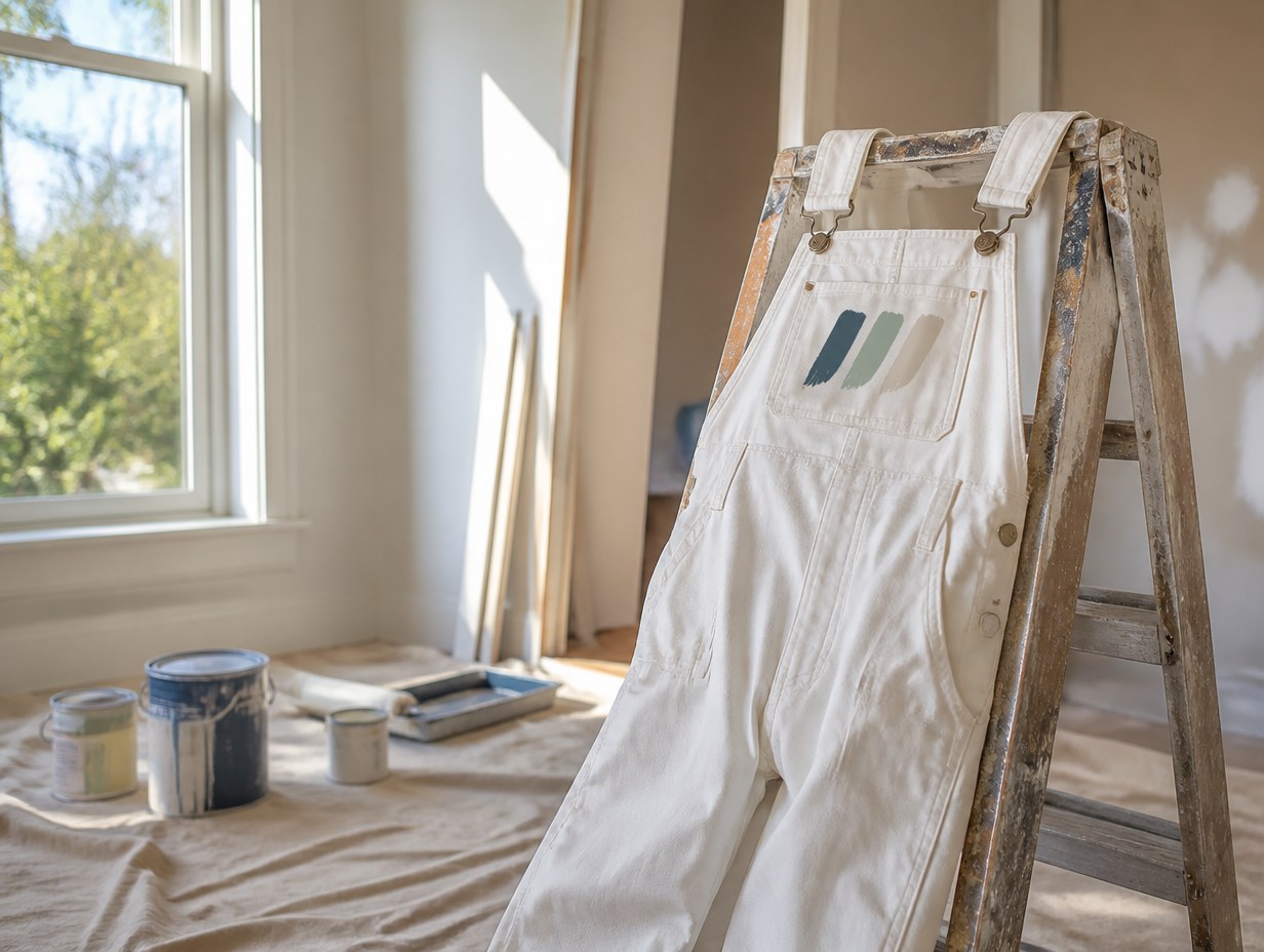 AI-generated painter overalls mockup sample