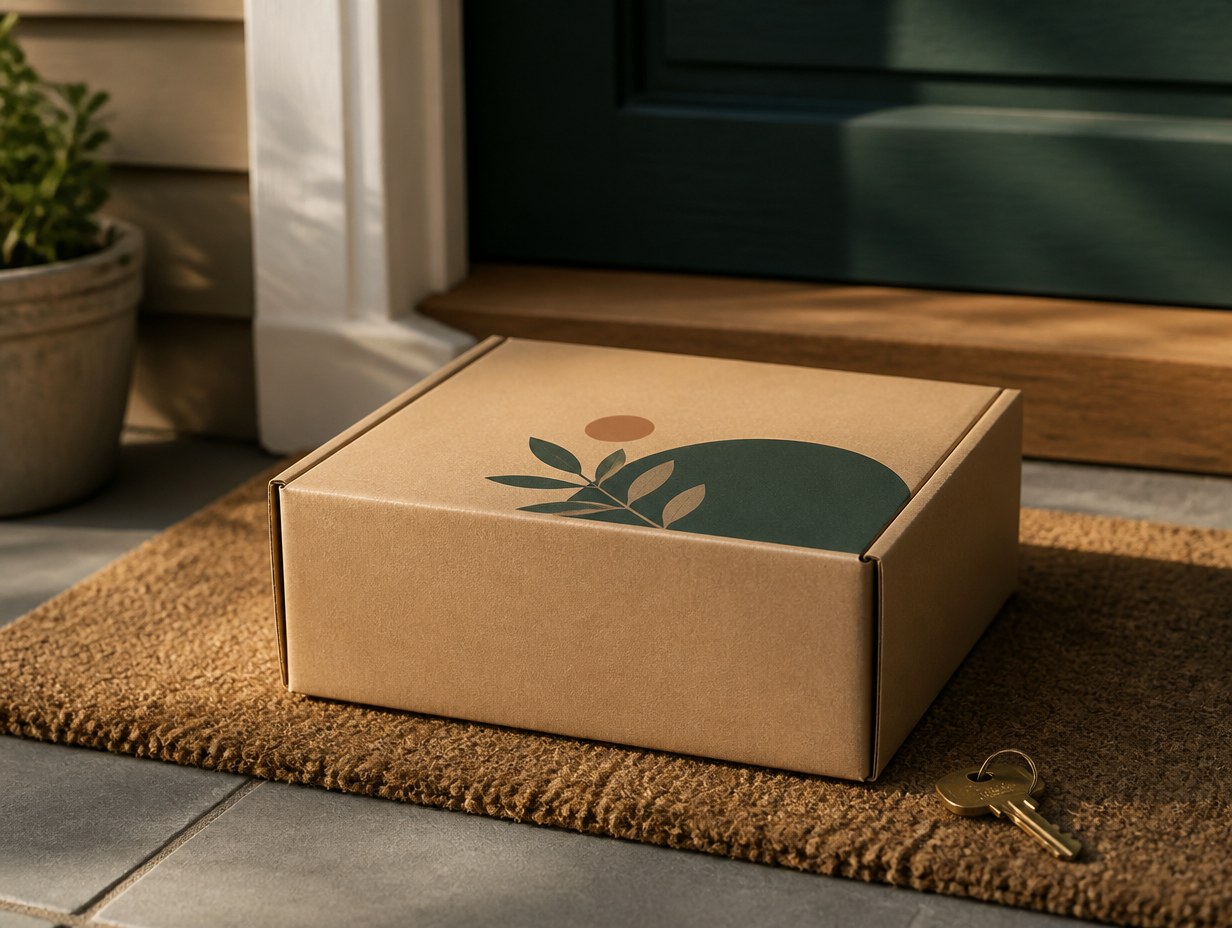 AI-generated parcel box mockup sample