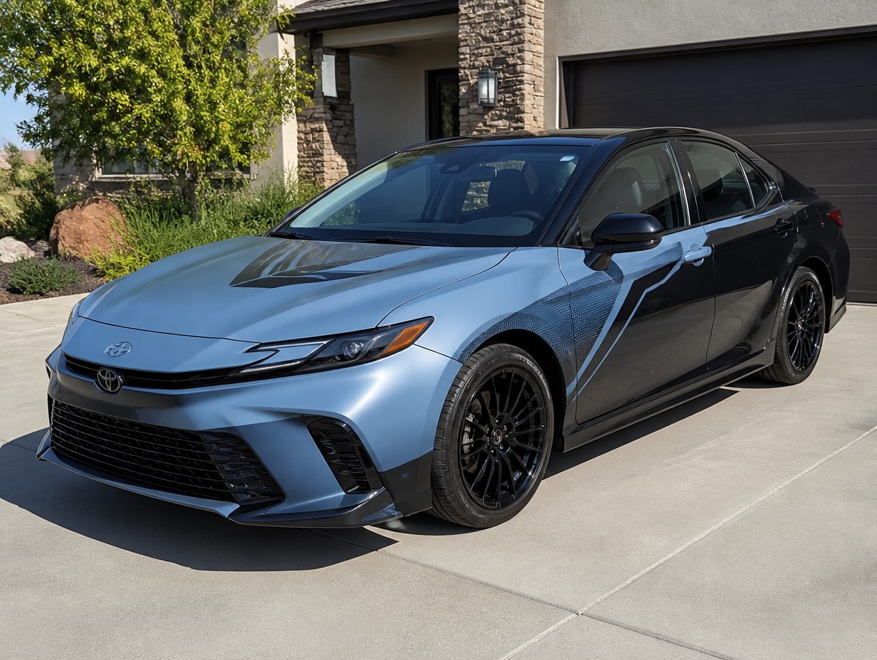AI-generated partial car wrap mockup sample
