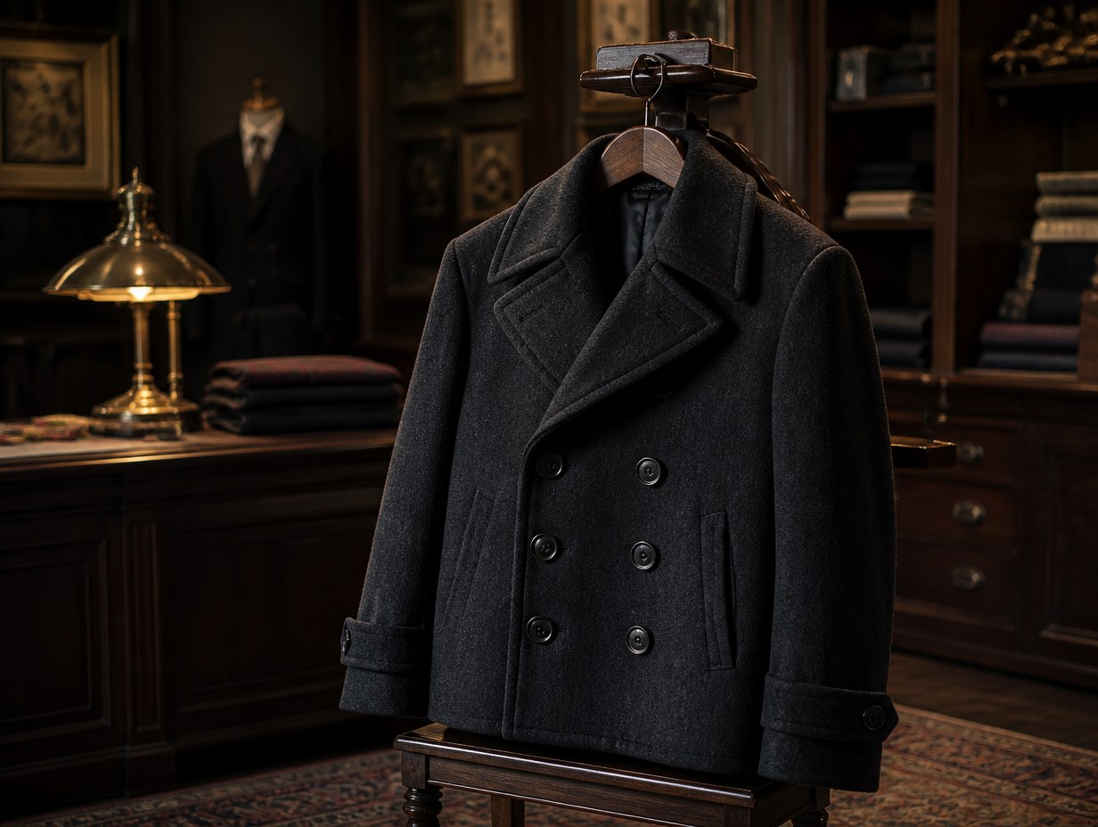 AI-generated peacoat mockup sample