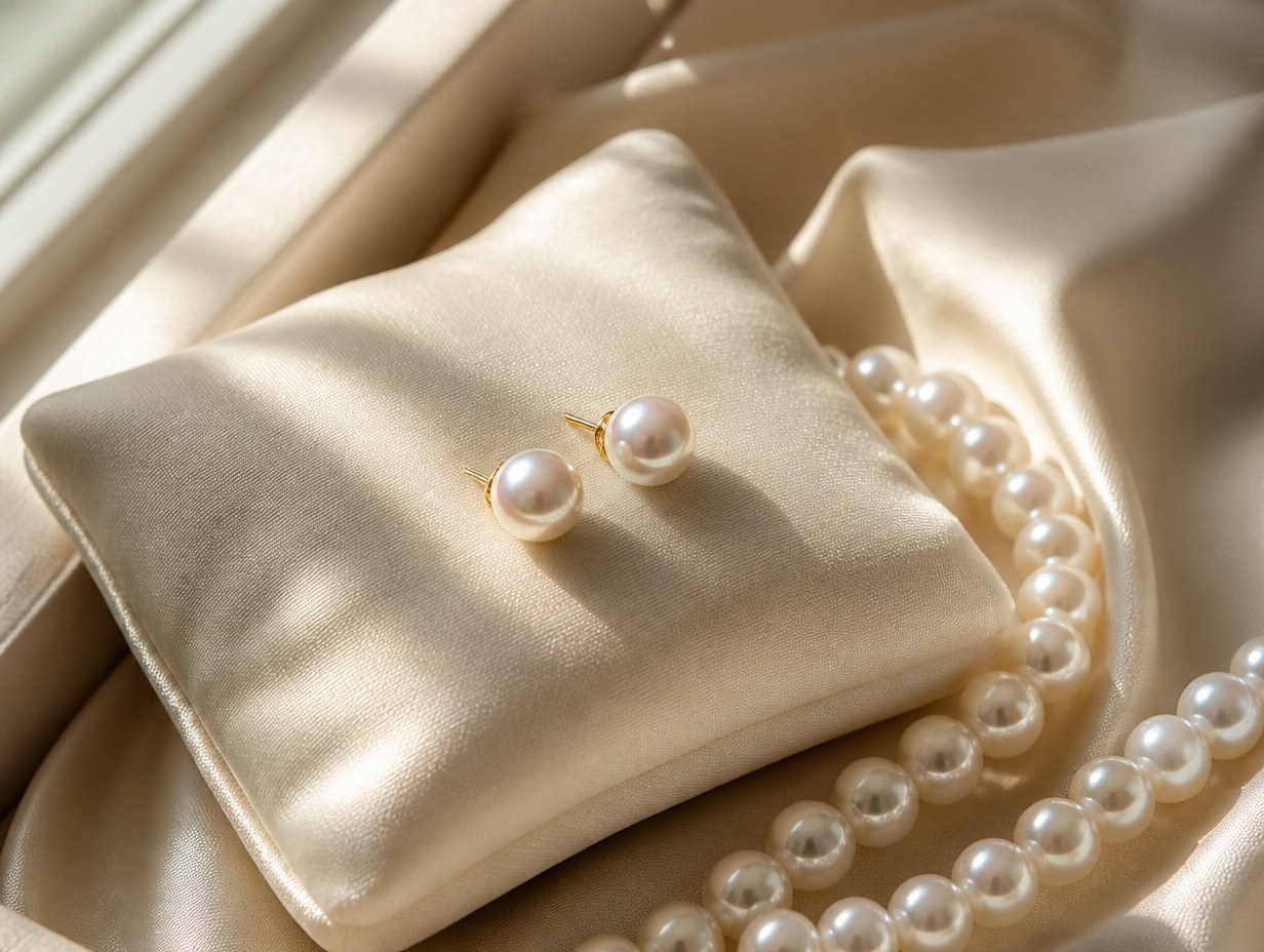 AI-generated pearl earrings mockup sample