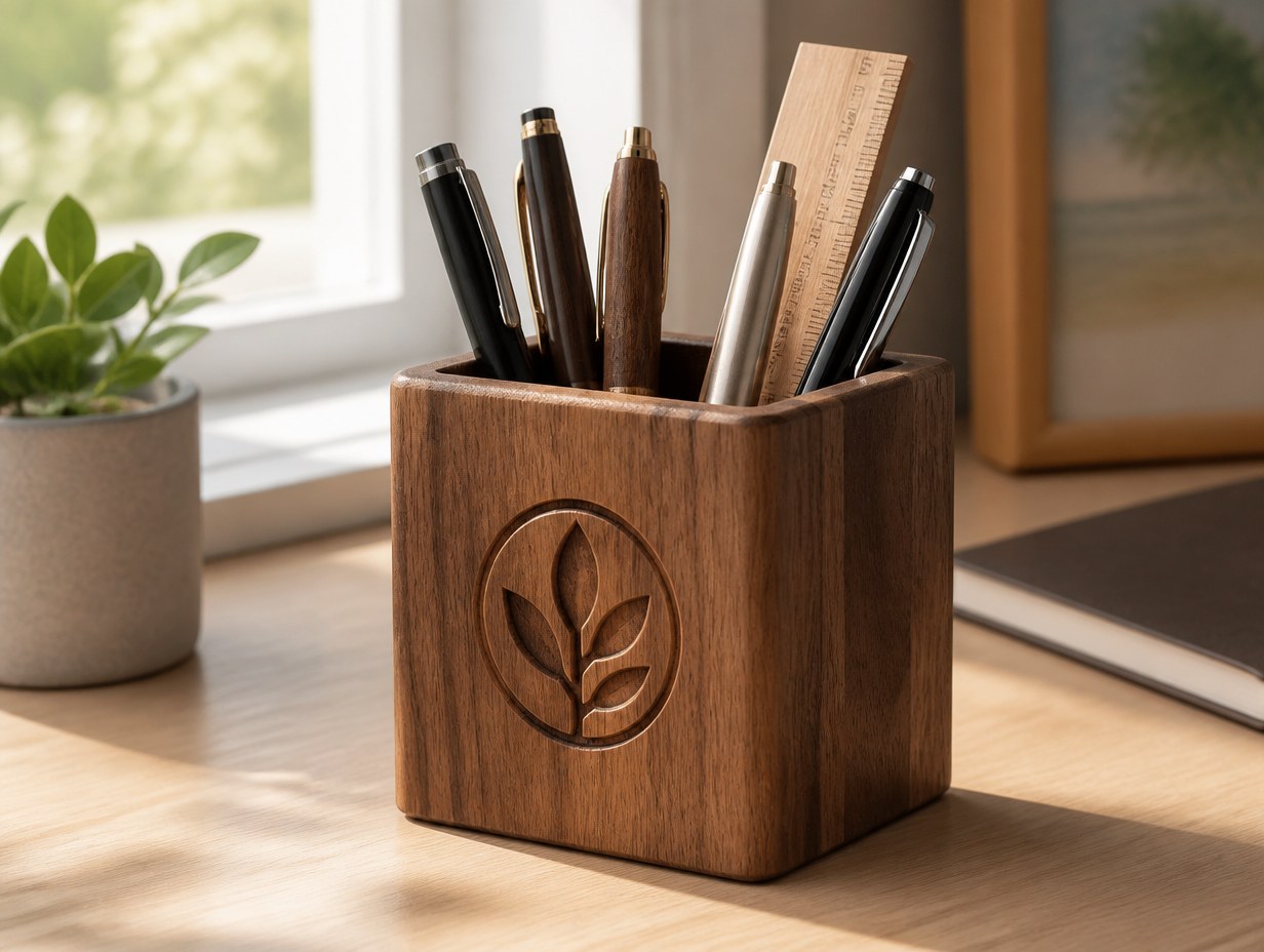 AI-generated pen holder mockup sample