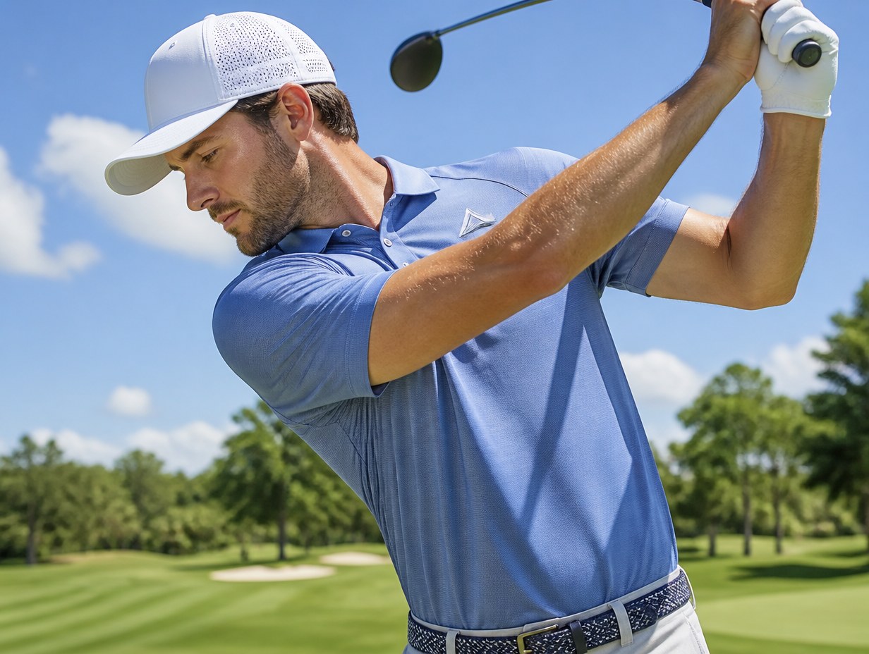 AI-generated performance polo shirt mockup sample