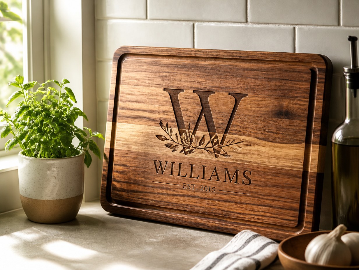 AI-generated personalized cutting board mockup sample