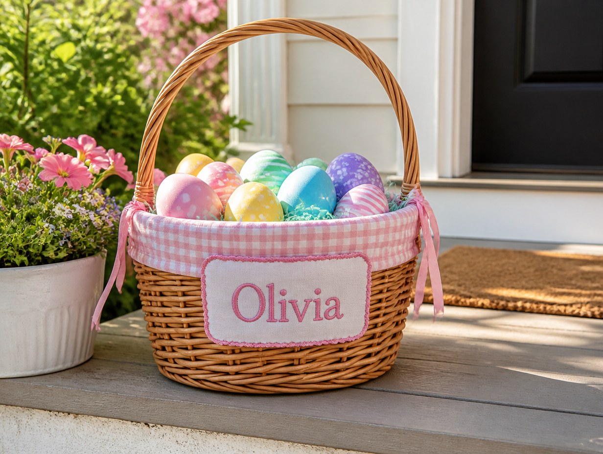 AI-generated personalized easter basket mockup sample
